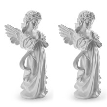2X Praying Angel Figurine - 7,5 Tums Plastskulpterad Handmålad Figur för Heminredning eller Trädgård, Första Nattvardsgåvor