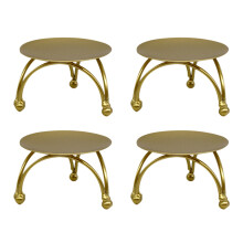 European Style Candlestick Iron Candle Holders Retro Round Table Golden for Home Festive Ornament 4Pcs