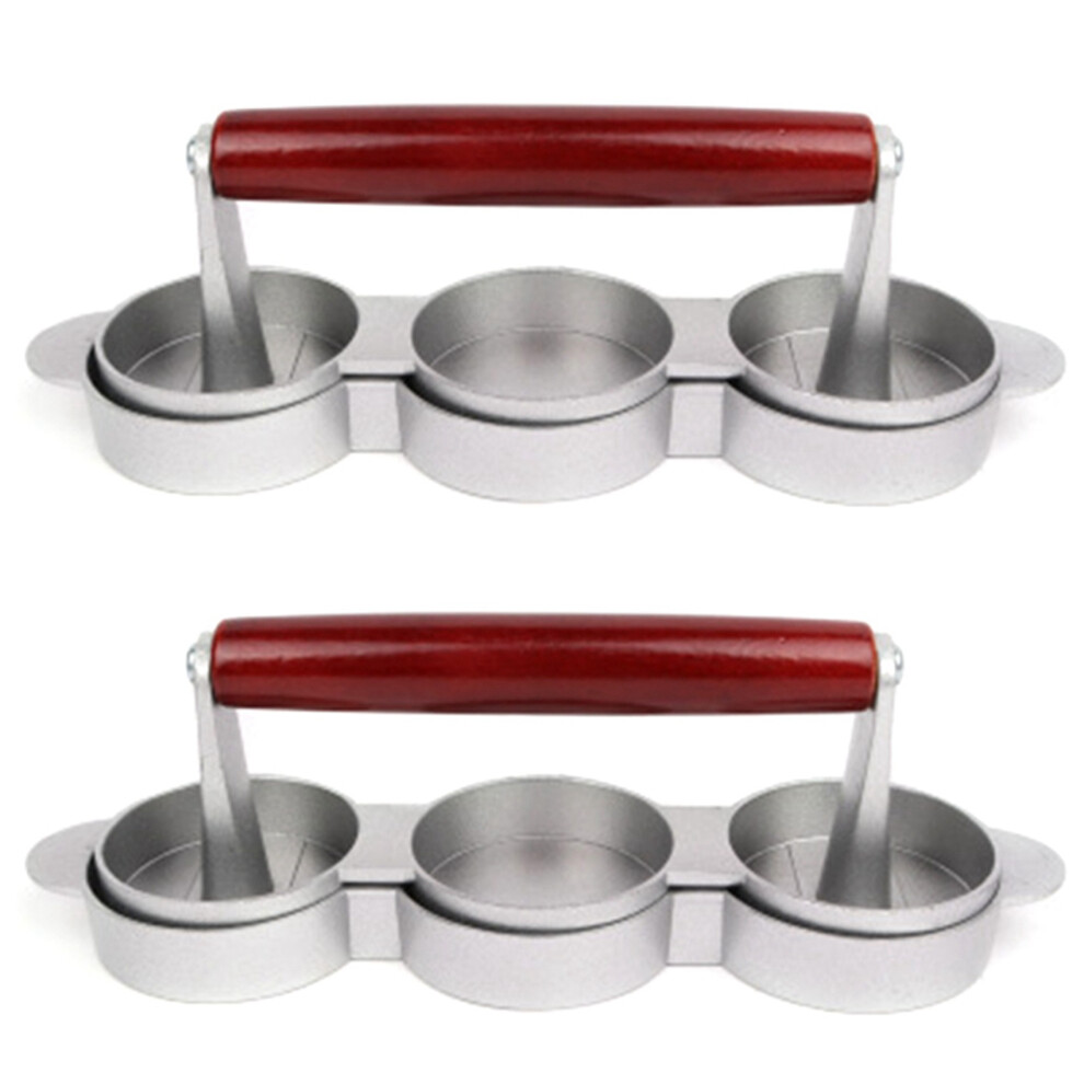 Typecat 2X Hamburger Presses Nonstick 3 Slot Small Burger Patties Press Triple Beef Burger Maker Mold Machine Meat Kitchen