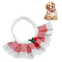 Breathable Cat Lace Scarf Small Medium Pets Soft Comfortable Red Grid S