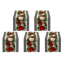 5X Black and White Gingham Christmas Table Runner Check Plaid Xmas Decoration Holiday Home Kitchen Decor