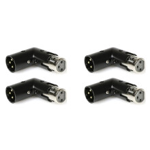 4Pcs 3Pin XLR Angle Adapter Adjustable Male to Female XLR 90 Degree Adapter 3-Pin Nickel Plating Connector for Audio
