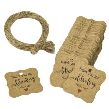200 Stk. Vielen Dank, Dass Sie mit Uns Feiern Tags Geschenk AnhäNger Aus Papier mit Natürlicher Juteschnur für Babyparty-, Weihnachts ,