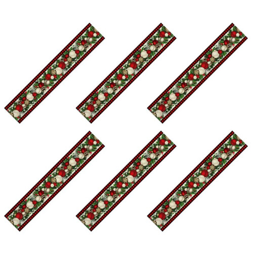 6X Linho Vermelho e Preto Xadrez Xadrez Corredor de Mesa de Natal 72 Polegadas Longa Sazonal Inverno DecoraçãO de Mesa de Natal