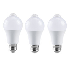 3X 85-265V E27 PIR Motion Sensor Lamp 12W Bulb with Motion Sensor Infrared Motion Detector Security Light White Light