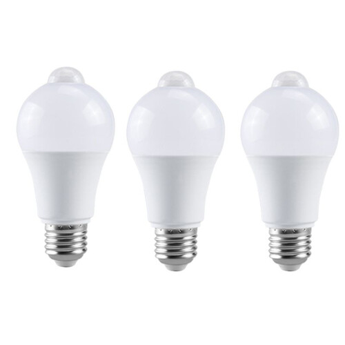 3X 85-265V E27 PIR Motion Sensor Lamp 12W Bulb with Motion Sensor Infrared Motion Detector Security Light White Light 1