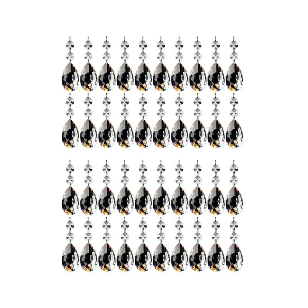 Semoic 40Pcs Chandelier Crystals,Clear Teardrop Crystal Chandelier Pendants Parts Beads,Hanging Crystals(38Mm,Clear)