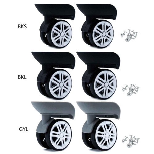 Replacement Suitcase Wheels A65 360 Spinner Double Row Heavy Duty  Kit 1 Pair Large Black 2