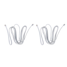 2X 6P6C RJ11 Telephone Extension Fax Modem Cable 9.8Ft Length White