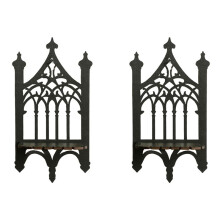 2X Black Wooden Gothic Fence Type Wall-Hung Shelf Simple Home Furnishing Bedroom Decoration Shelf