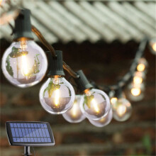 2X G40 Solaire Actionné Une Mené Des Lumières 18Ft Extérieur de Corde de Globe de Patio Allume la Décoration de Cour de Bistro 2W 12 Ampoules