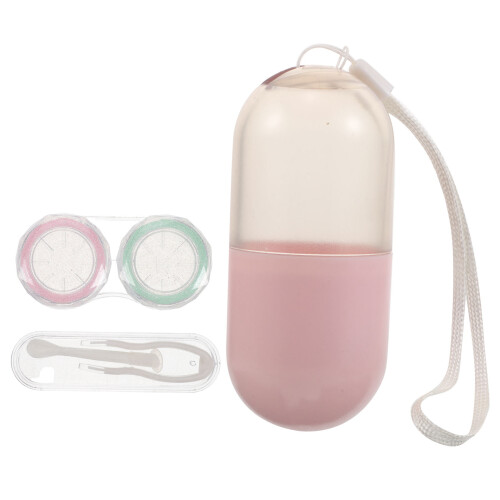 1Ensemble Étui Lentilles Rose Avec Extractions Accessoires