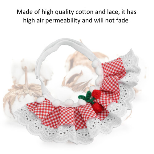 Breathable Cat Lace Scarf Small Medium Pets Soft Comfortable Red Grid S 2