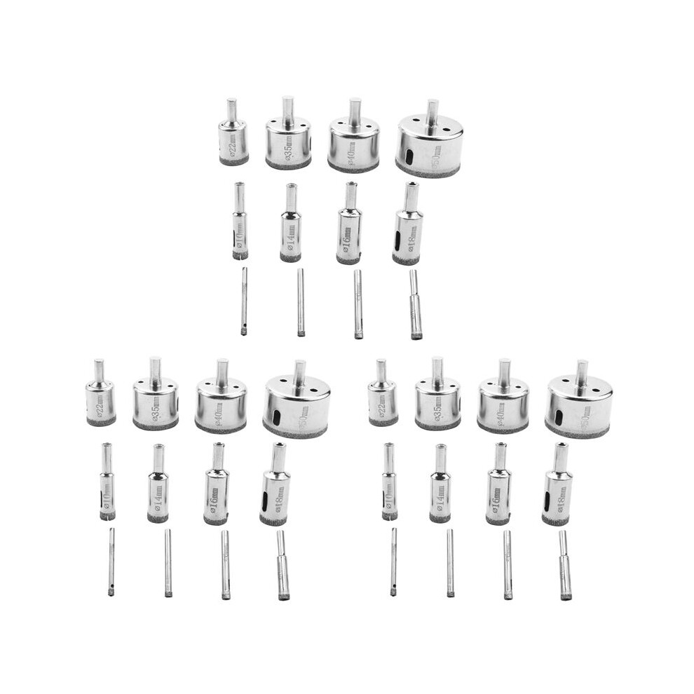 36Pcs Diamond Drill Bits Glass Tile Hole Saw Bits Set, Hollow Core Drill Bits, Extractor Remover Hole Saws For Glass 6032894336228