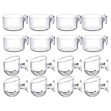 16PCS Aquatic Plant Cups Kit Acrylic Transparent Aquatic Plant Pot Kit with Suction, Aquarium Decoration 2 Shapes
