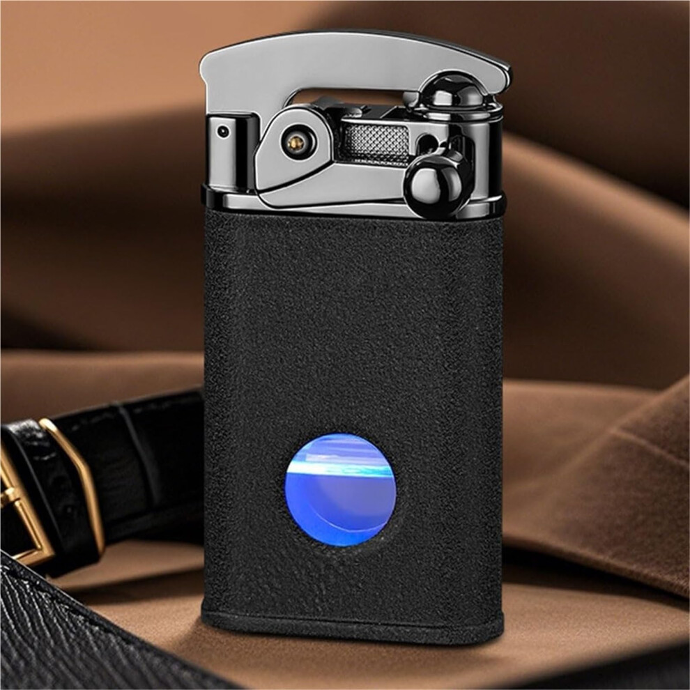 Voice Activated Metal Kerosene Lighter Model C, Refillable Rocker Ignition with Transparent Luminous Chamber for Outdoor Use