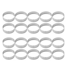 20 Szt. Okrągłych Pierścieni do Tart z Otworami Ze Stali Nierdzewnej do Ciast Owocowych, Quiche, Musu do Ciasta, Forma do Pieczenia w Kuchni, 7 cm