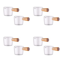 8PCS Transparenter Glasweißer mit Holzgriff, -Kaffee-Milchweißer-Krug. 50Ml