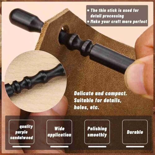 Leather  Burnish Kit 2 PCS Ebony Wood Leather Burnisher Tool, Leather  Slicker Burnisher, Leather  Tool 2