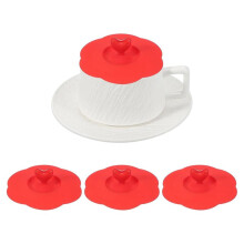3Pcs Silicone Cup Covers, 4inch Heart Universal Cup Lids Reusable Drinking Hot and Cold Beverages for Mugs Tea Cups