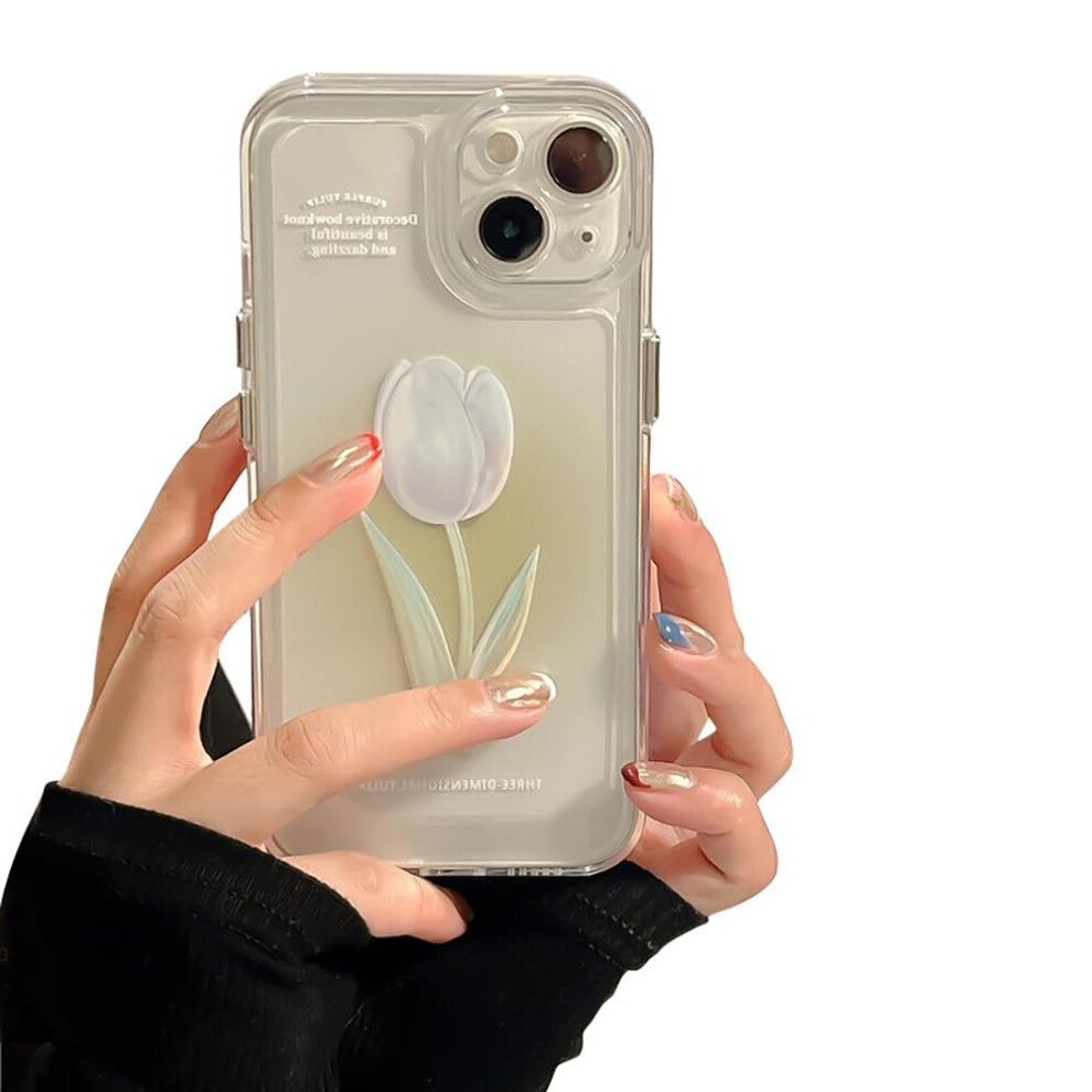 Silicone Case Tulip Floral Design With Shockabsorbing Protection And Raised Camera Guard For Iphone 15 Pro 9330225959250