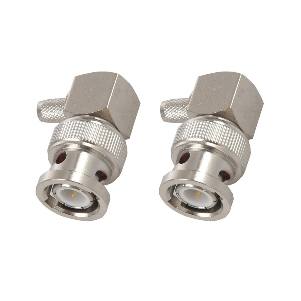 2X Bnc Male Plug Right Angle Crimp For Rg58 Rg400 Rfc195 Rf Coax Adapter Connector, Silver 4713449601757