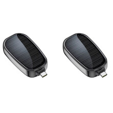 2X Tragbare Solar-Powerbank mit 1200 MAh, Notstromladegerät für Den Außenbereich, Kabellose Mobile Powerbank Typ C für Camping