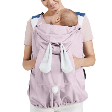 Babytragetuch Abdeckung mit Kapuze, winddichte weiche Kinderwagenabdeckung mit Tasche, Blau Grau Lila