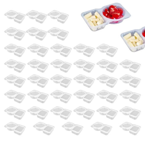 Double Compartment Condiment Container Reusable Sauce Containers Double Compartment Organized Snack Packs with Lid
