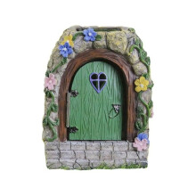 Fairy Garden Door Outdoor Fairy Garden Gate Resin Tree Miniatures with Steps and Open Door Mystical Lighted House