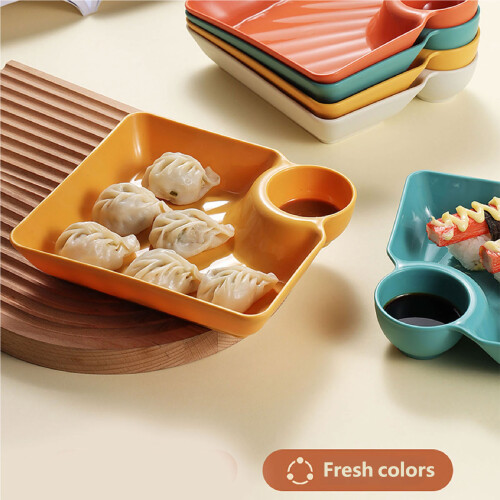 Condiment Plate With Separate Sections Dip Tray Divided-O