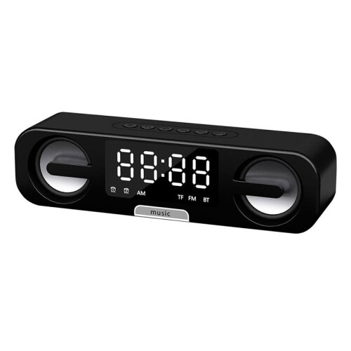 Clock  Speaker, LED HD Mirror, FM Radio Function, Multi-Function Playback  Audio Black