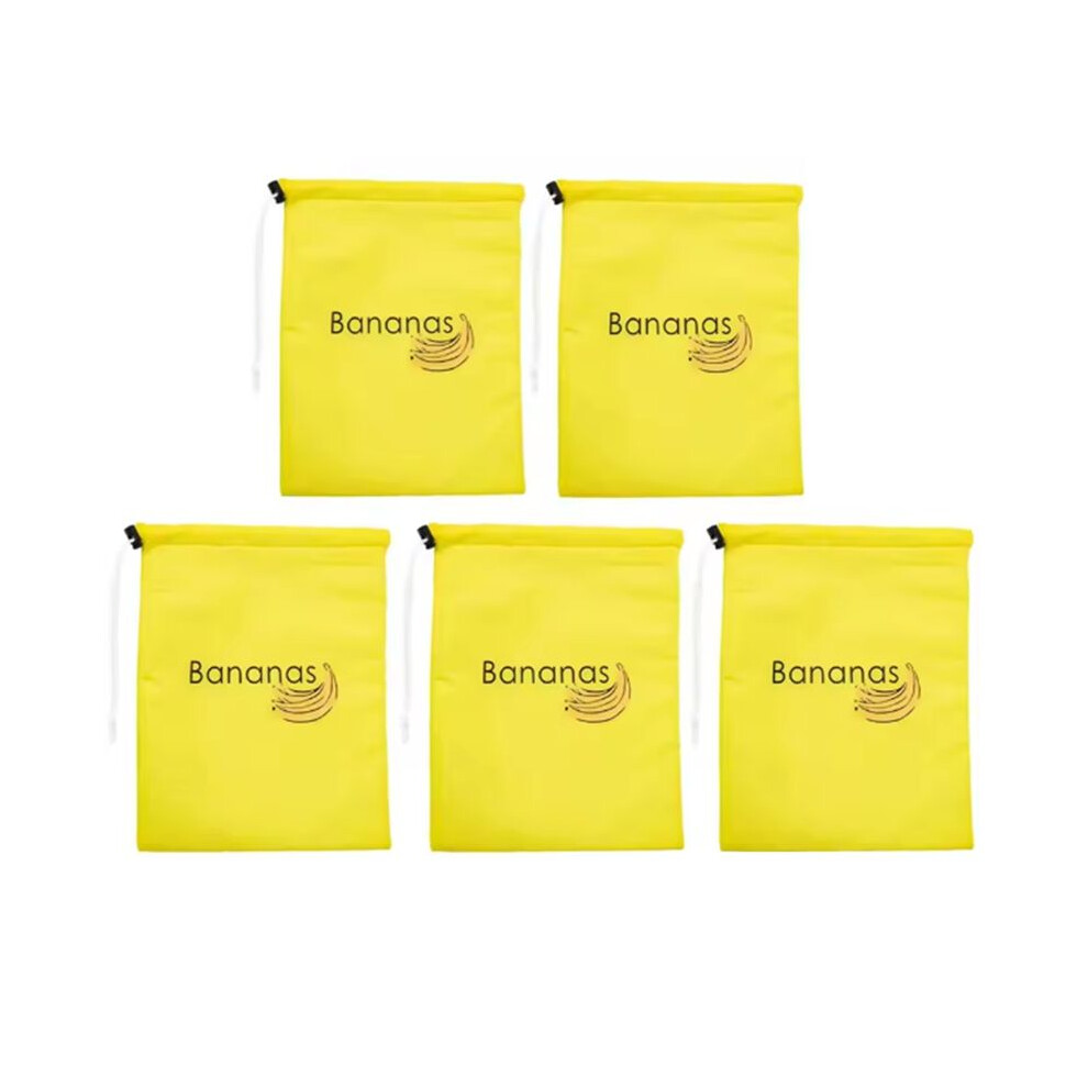 5Pcs Banana Storage Bags Insulated Fruit Vegetable Fresh-Keep Bundle Pocket Drawstring Preserve Bag Yellow 4713404004807