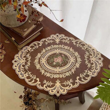 8 Pack Retro Lace Placemats, French Crochet Doilies, Handmade Embroidered Table Mats, 12x16-in Beige Place Mats Cup Mat