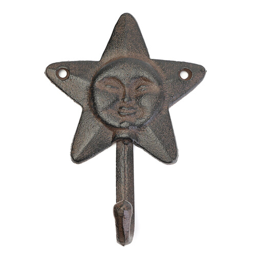 Heavy Duty Cast Iron Single Hook Playful Sun And Star-Star