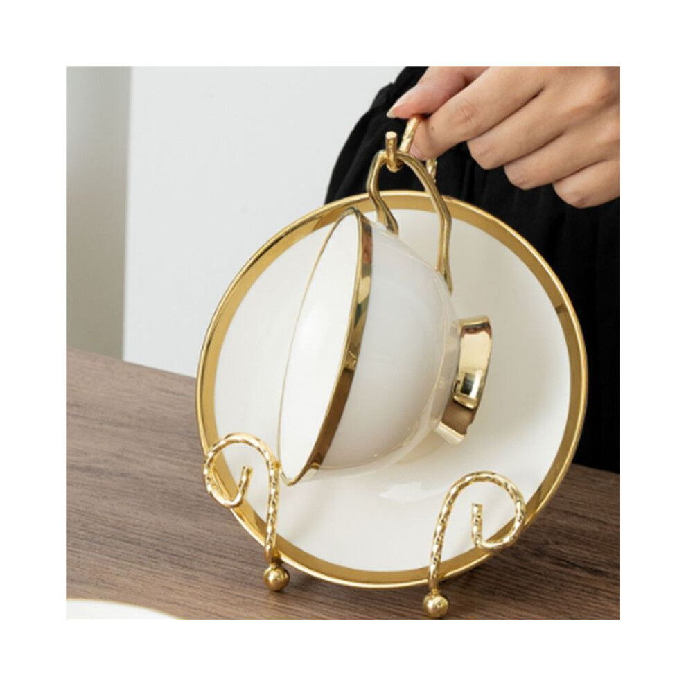 2X Tea Cup Holder Mug Holder Tea Set Display Stand Metal Cup Saucer Display Stand Gold