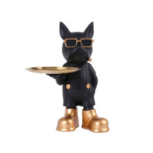Desk Keys Holder Tray Bulldog Statue Table Tray Ornament Storage Key Holder Office Desk Decoration for Home D