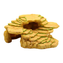 Tiny Plastic Rock Cave For Small Lizards Spiders-Yellow