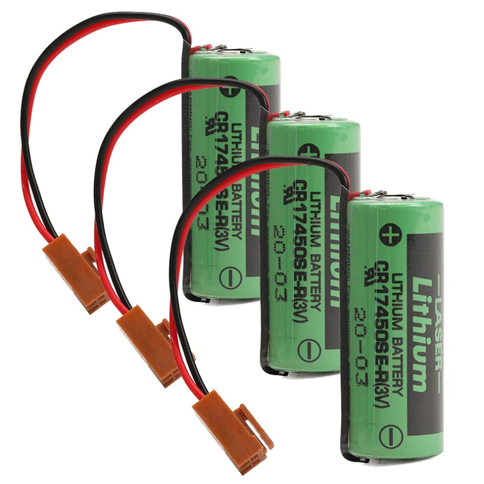 Cr17450ser 3V Lithium Plc Battery 2500Mah With Plug For Fanuc A98l00310012, 3Pack 9073542684800