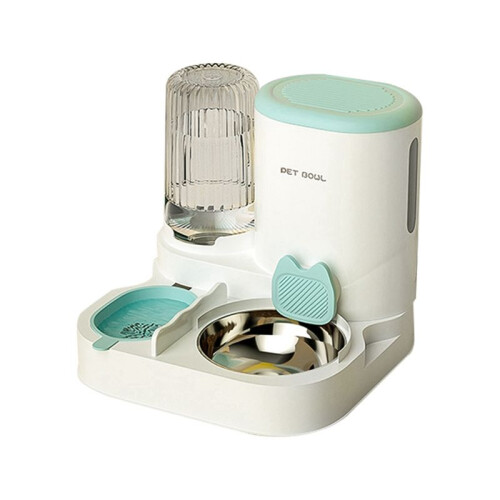 Automatic Feeder Pet GravityFeeder with Dry and Wet Separation - Grey, Automatic Water Refill, Large Capacity,