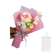 Fascinating Knitted Flower Bouquets With Roses Lilies Of-Pink