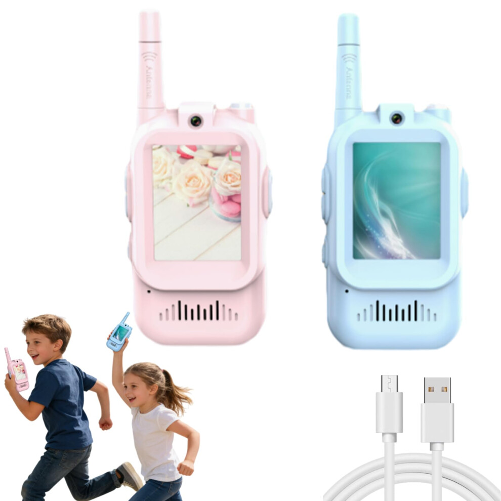 Kids Video Walkie Talkies With Camera And Voice Changer, Rechargeable 2 Pack For Indoor Outdoor Play Blue/Pink 9092120644777