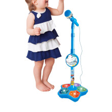 Kids Karaoke Microphone with Stand, LED Stage Lights and Builtin HiFi Speaker for Fun Singing Party Gift