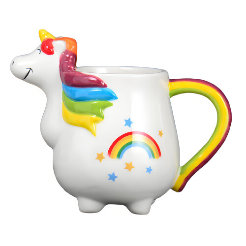 Bunte handgefertigte Keramik-Einhörner-Tasse, großes-5