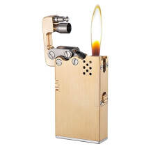 Solid Brass Kerosene Lighter, Windproof 16Hole Chimney, Flint Wheel, VintageStyle Collectible