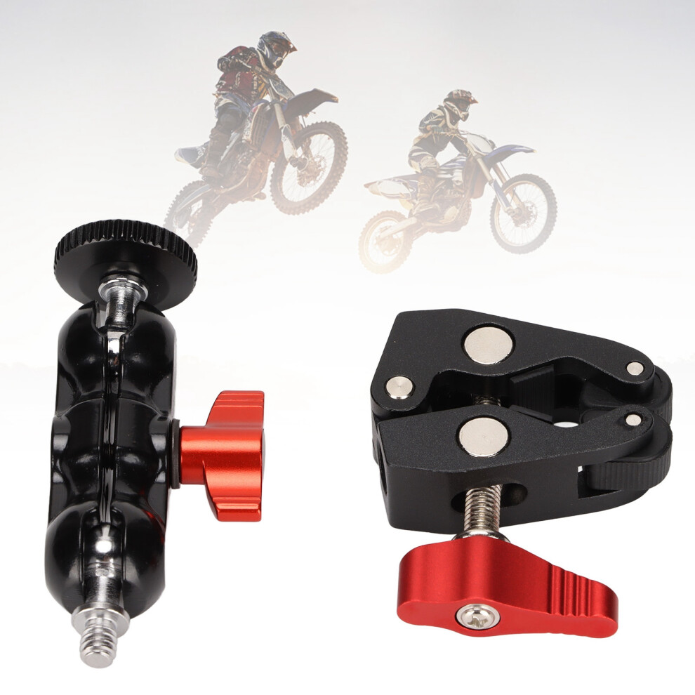 Super Camera Clamp Mount With Adjustable Double Ball Head, Aluminum Alloy, Black 8331390483367