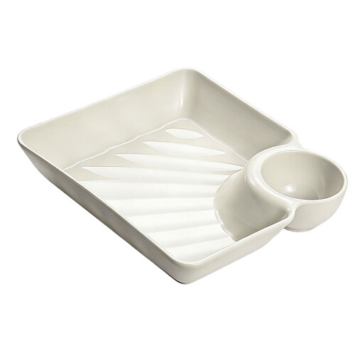 Sauce Separated Plate Chip and Salsas Serving Dish-White