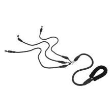 Reflective Nylon Dog Leash 360 Rotation Foam Handle Black 3 Heads