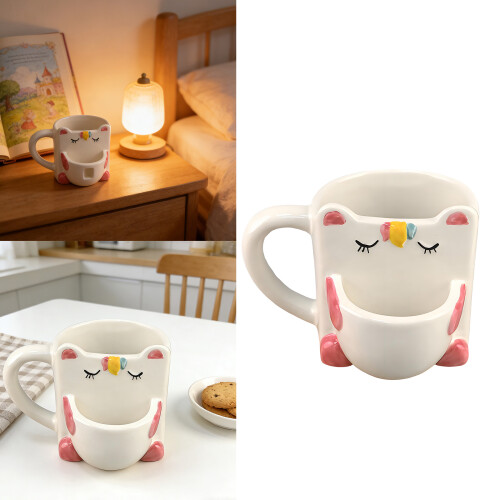 Bunte handgefertigte Keramik-Einhörner-Tasse, großes-5 2