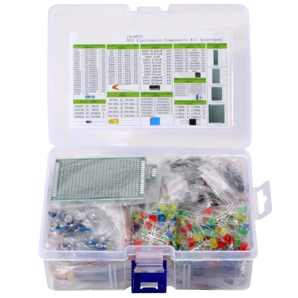 Electronics Component Kit 1818Pcs For Arduino Raspberry Pi, With Breadboard Jumper Wires Resistors And Organized Storage 9092120644876